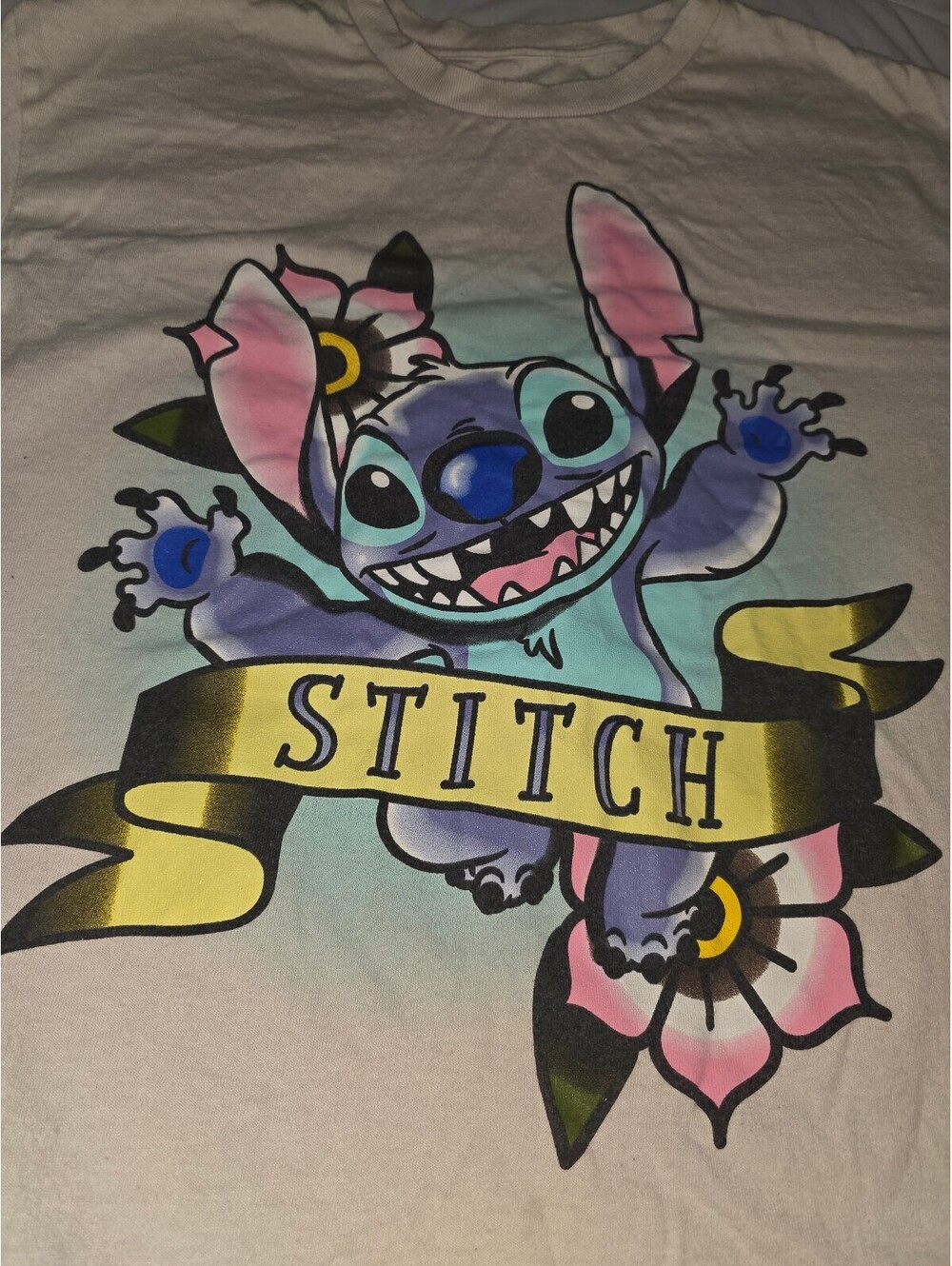 Stitch - White Disney Shirt - Ladies Cut - M